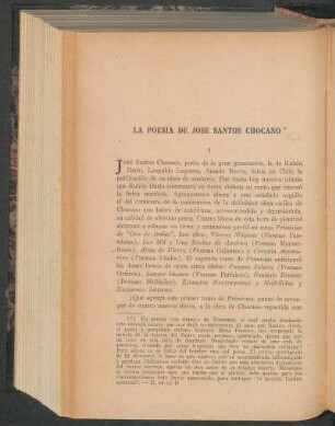 La poesía de José Santos Chocano