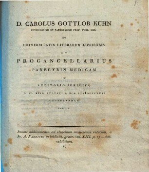 Additamenta ad elenchum medicorum veterum, a Jo. A. Fabricio in Biblioth. graec. vol. XIII. p. 17-456 exhibitum V