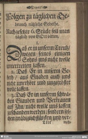 Folgen zu täglichen Gebrauch nützliche Gebethe