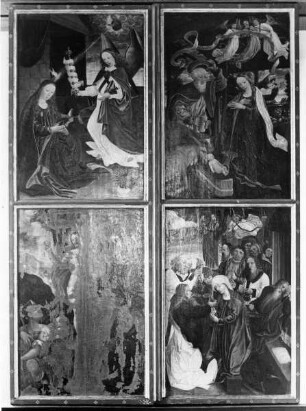 Madonnenaltar mit weiblichen Heiligen und Aposteln zu beiden Seiten der Madonna