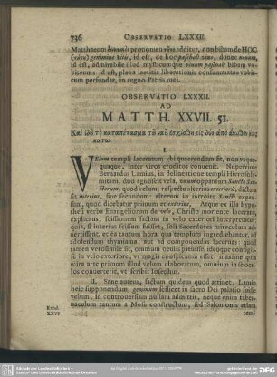 Observatio LXXXII. Ad Matth. XXVII. 51.
