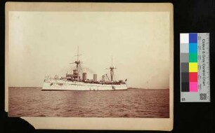 Aufnahme auf Karton aufgezogen Großer Kreuzer S.M.S. "Kaiserin Augusta", A. Renard, Kiel