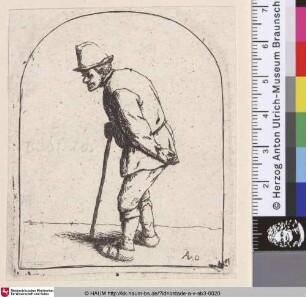 [Bauer mit gekrümmtem Rücken; Peasant with a crooked back; Gueux au dos courbé]