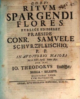 Diss. de ritu spargendi flores