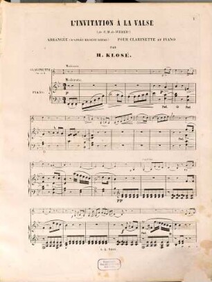 L' invitation à la valse : pour clarinette et piano concertants