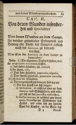 Cap. II. Von denen Wunden insonderheit und specialiter.