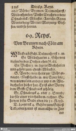 69. Reys. Von Bremen nach Cöln am Rhein
