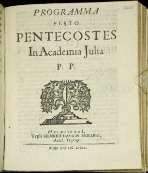 Programma Festo Pentecostes : In Academia Iulia P.P.
