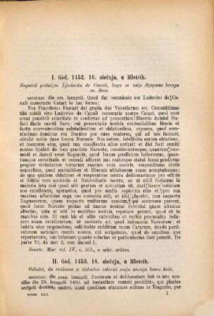 Listine o odnošajih izmedju južnoga slavenstva i Mletačke Republike, 10. Od godine 1453 do 1469