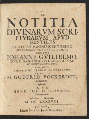 De Notitia Divinarum Scripturarum Apud Gentiles