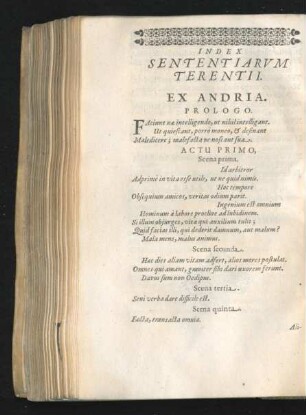 Index Sententiarum Terentii.