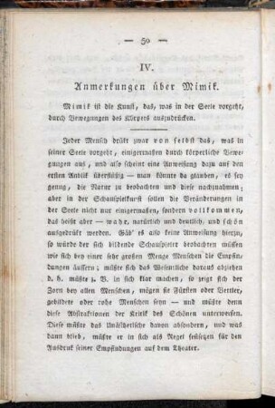 IV. Anmerkungen über Mimik.