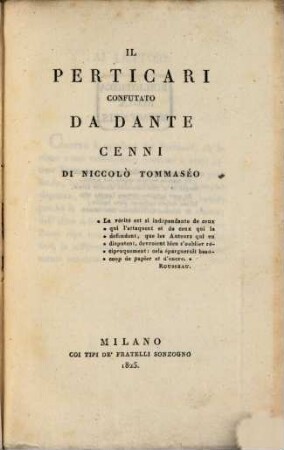 Il perticari confutata da Dante : cenni di Niccolò Tommaséo