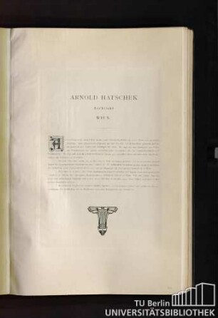 Arnold Hatschek. Architekt, Wien.