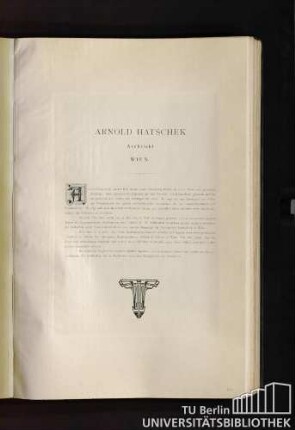 Arnold Hatschek. Architekt, Wien.