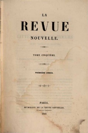 La revue nouvelle. 5. 1845, 15. Okt.