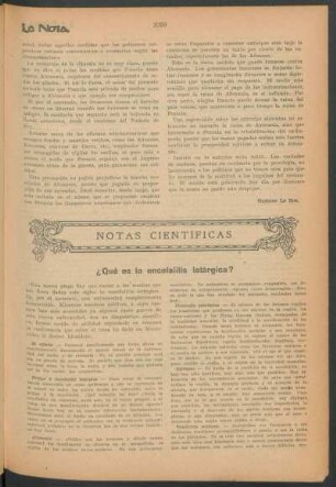 Notas científicas : ¿Qué es la encefalitis letárgica?