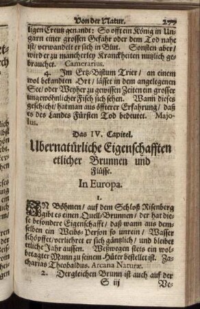 Das IV. Capitel. Ubernatürliche Eigenschafften etlicher Brunnen und Flüsse.