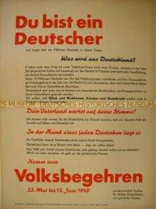 Aufruf zur Teinahme am Volksbegehren