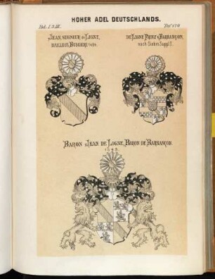 Taf. 170. Jean, Seigneur de Ligne, Bailleul, Buschere 1484. - De Ligne Prinz v. Barbançon, nach Siebm. Suppl. I. - Baron Jean de Ligne Baron de Barbançon 1549