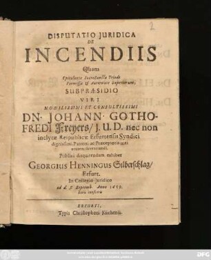 Disputatio Iuridica De Incendiis