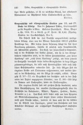 440 [Rezension] Döller, Johannes, Geographische und ethnographische Studien zum III. und IV. Buche der Könige
