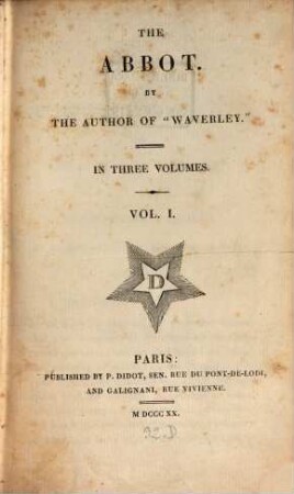 The Abbot : in three volumes, 1