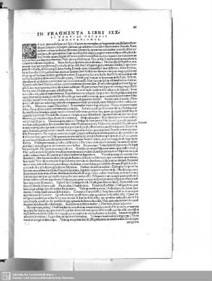 In Fragmenta Libri Sexti Tertiae Decadis Annotationes
