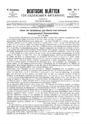Ueber die Entstehung, den Zweck und Gebrauch meiner Geographischen Charakterbilder