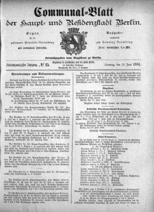 1884,25: No. 25, 22. Juni 1884