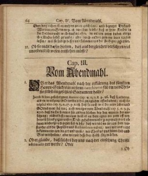 Cap. III. Vom Abendmahl.