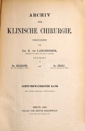 Archiv für klinische Chirurgie. 28. 1883