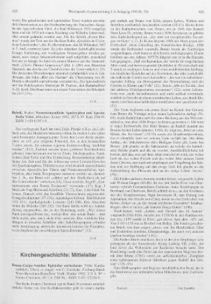 625 [Rezension] Rebell, Walter, Neutestamentliche Apokryphen und apostolische Väter