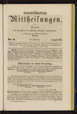 No. 8. 32. Jahrgang. August 1864.