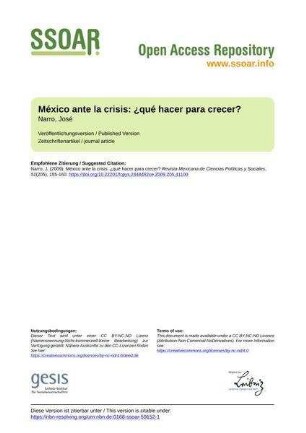 México ante la crisis: ¿qué hacer para crecer?