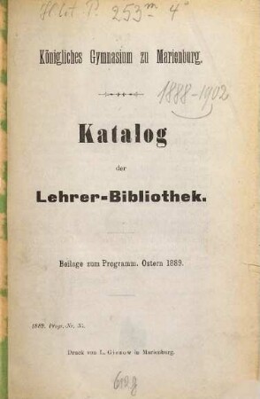 Bericht : über das Schuljahr .... 1888/89