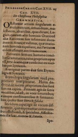 Cap. XVII. De Christianae Philosophiae Grammatica.