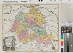 Lippe (Grafschaft) Territorialkarte mit den Ämtern 1762 1 dt. Meile = 8,4 cm 48 x 57 farb. Stich: Tobias Conrad Lotter, Augsburg Georg Frid. Lotter sculps.