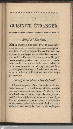 Le Cuisinier Étranger