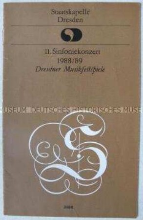 Programmheft zum 11. Sinfoniekonzert 1988/89 der Staatskapelle Dresden anlässlich der Dresdner Musikfestspiele