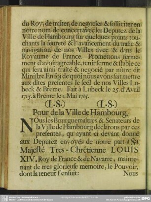 Pour de la Ville de Hambourg