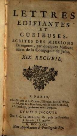 Lettres Édifiantes Et Curieuses : Écrites Des Missions Étrangères, 19