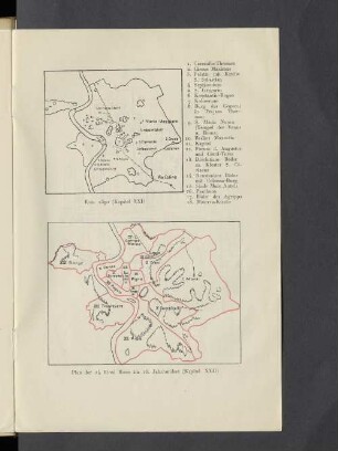 Plan der 14 Rioni Roms im 16. Jahrhundert (Kapitel XXII)