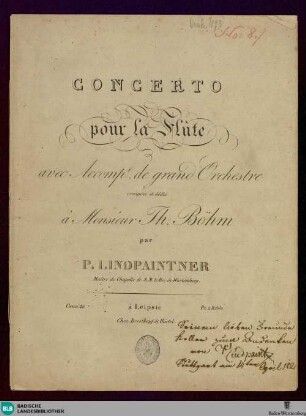 Concerto pour le Flûte avec Accompagnement de grand Orchestre : Oeuv. 28