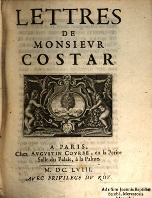 Lettres De Monsievr Costar, 1