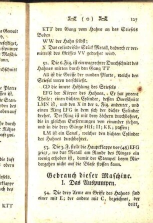 Gebrauch dieser Maschine. I. Das Auspumpen