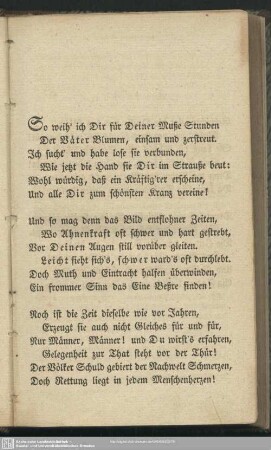 So weih' ich Dir für Deine Muße Stunden ...