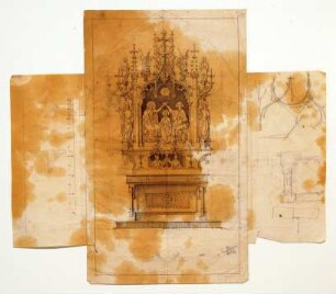Entwurfszeichnung für einen Altar mit Marienkrönung