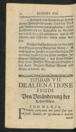 Titulus VII. De Alienatione Feudi.
