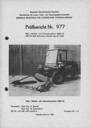 Mäh-, Wende- und Schwadmaschine MWS 45